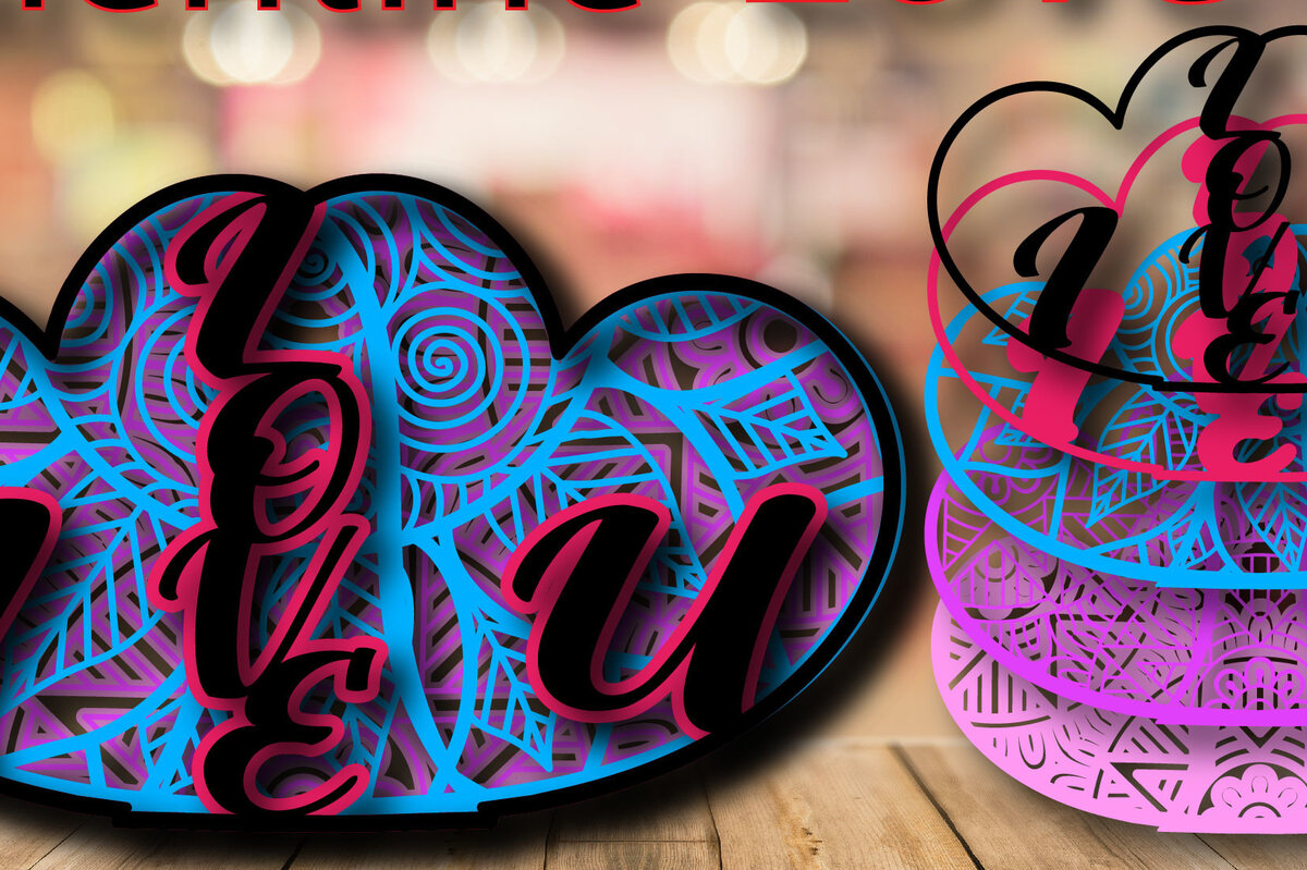 Σετ των 2 Intra απο ξύλο plywood 3mm-4mm πάχος – Valentine Love Multilayer Shadow Box Δίασταση  20x20 cm INTRAFABR-24059928