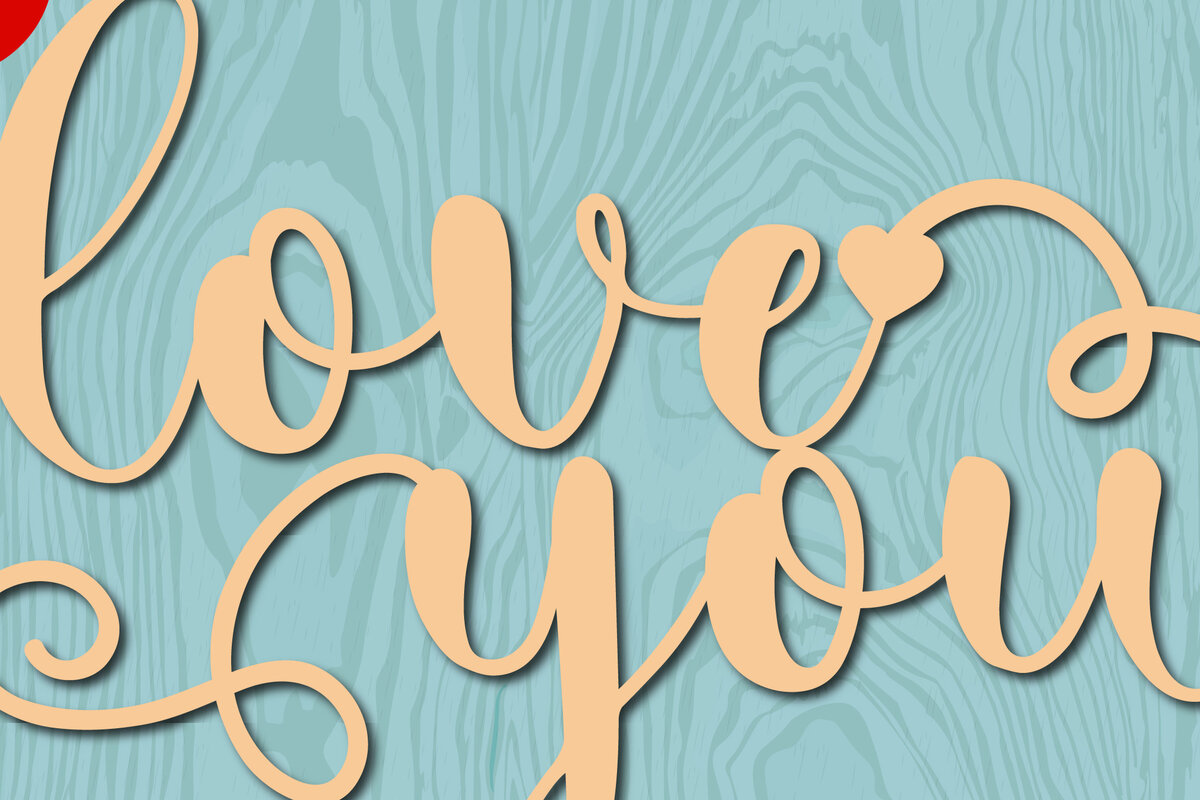 Σετ των 2 Intra απο ξύλο plywood 3mm-4mm πάχος – Valentine Love You Laser/Paper Cut Δίασταση  20x20 cm INTRAFABR-22444813