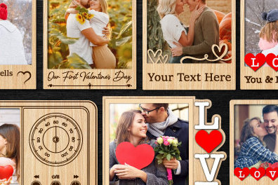 Σετ των 2 Intra απο ξύλο plywood 3mm-4mm πάχος – Valentine Mini Κορνίζα Κοπή Laser Δίασταση  20x20 cm INTRAFABR-88087047