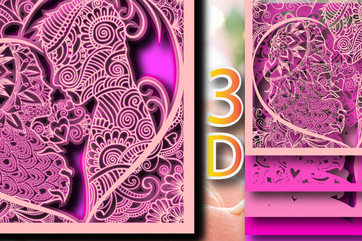 Σετ των 2 Intra απο ξύλο plywood 3mm-4mm πάχος – Πολυστρωματικό 3D Shadow Box Valentine Δίασταση  20x20 cm INTRAFABR-23815082