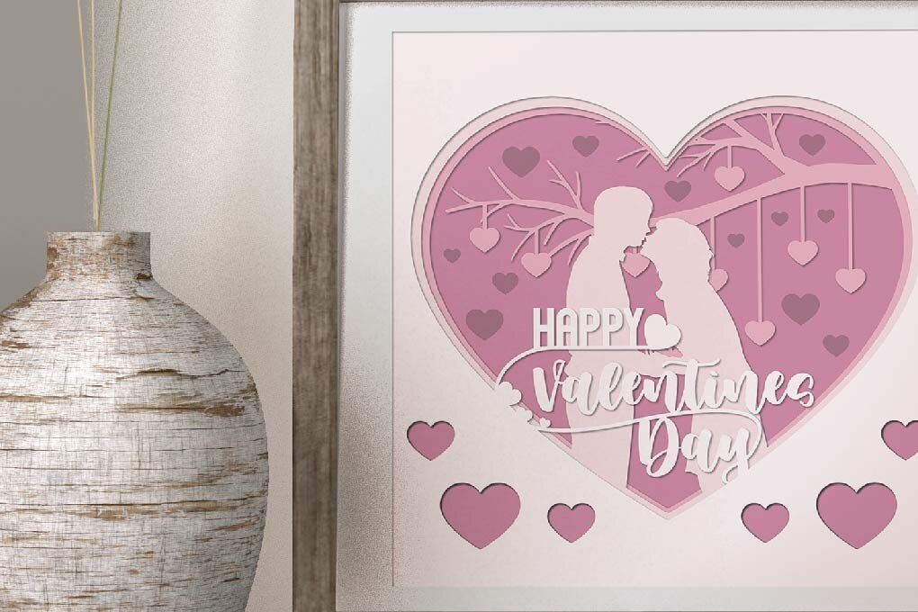 Σετ των 2 Intra απο ξύλο plywood 3mm-4mm πάχος – Βαλεντίνο Χαρτί Κοπή - Ερωτευμένο ζευγάρι Δίασταση  20x20 cm INTRAFABR-52460191