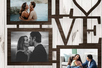 Σετ των 2 Intra απο ξύλο plywood 3mm-4mm πάχος – Κορνίζα Αγίου Βαλεντίνου Δίασταση  20x20 cm INTRAFABR-89561231