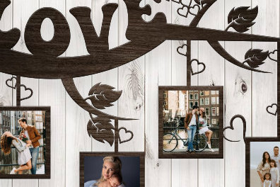 Σετ των 2 Intra απο ξύλο plywood 3mm-4mm πάχος – Κορνίζα Αγίου Βαλεντίνου Δίασταση  20x20 cm INTRAFABR-89561364