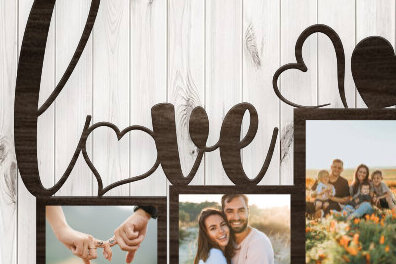 Σετ των 2 Intra απο ξύλο plywood 3mm-4mm πάχος – Κορνίζα Αγίου Βαλεντίνου Δίασταση  20x20 cm INTRAFABR-89561522