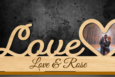 Σετ των 2 Intra απο ξύλο plywood 3mm-4mm πάχος – Κορνίζα Αγίου Βαλεντίνου Δίασταση  20x20 cm INTRAFABR-112340819