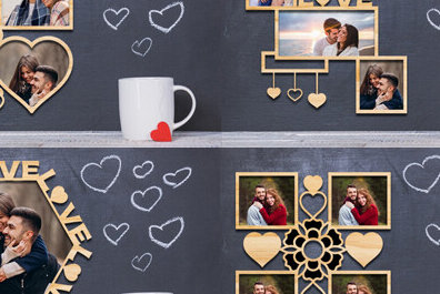 Σετ των 2 Intra απο ξύλο plywood 3mm-4mm πάχος – Πακέτο αποκοπής με λέιζερ κορνίζας για τον Άγιο Βαλεντίνο Δίασταση  20x20 cm INTRAFABR-88058625