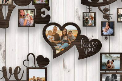 Σετ των 2 Intra απο ξύλο plywood 3mm-4mm πάχος – Πακέτο αποκοπής με λέιζερ κορνίζας για τον Άγιο Βαλεντίνο Δίασταση  20x20 cm INTRAFABR-89561677