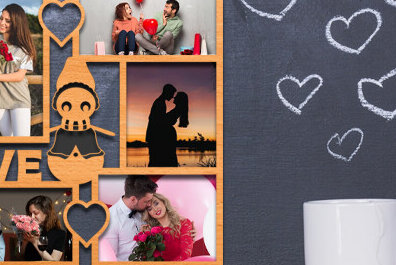 Σετ των 2 Intra απο ξύλο plywood 3mm-4mm πάχος – Κορνίζα Αγίου Βαλεντίνου με Δίασταση  20x20 cm INTRAFABR-87912396