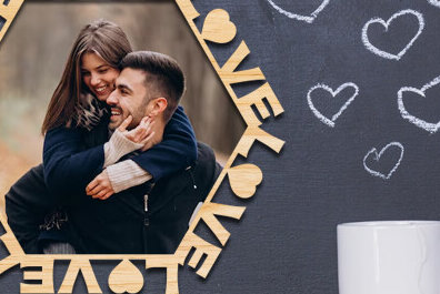 Σετ των 2 Intra απο ξύλο plywood 3mm-4mm πάχος – Κορνίζα Αγίου Βαλεντίνου με Δίασταση  20x20 cm INTRAFABR-87980208