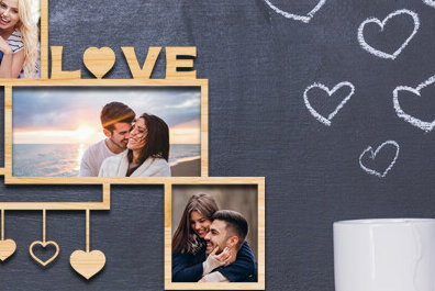 Σετ των 2 Intra απο ξύλο plywood 3mm-4mm πάχος – Κορνίζα Αγίου Βαλεντίνου με Δίασταση  20x20 cm INTRAFABR-87980217