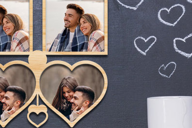 Σετ των 2 Intra απο ξύλο plywood 3mm-4mm πάχος – Κορνίζα Αγίου Βαλεντίνου με Δίασταση  20x20 cm INTRAFABR-87980230