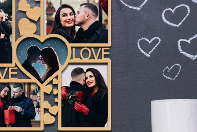 Σετ των 2 Intra απο ξύλο plywood 3mm-4mm πάχος – Κορνίζα Αγίου Βαλεντίνου με Δίασταση  20x20 cm INTRAFABR-87912300