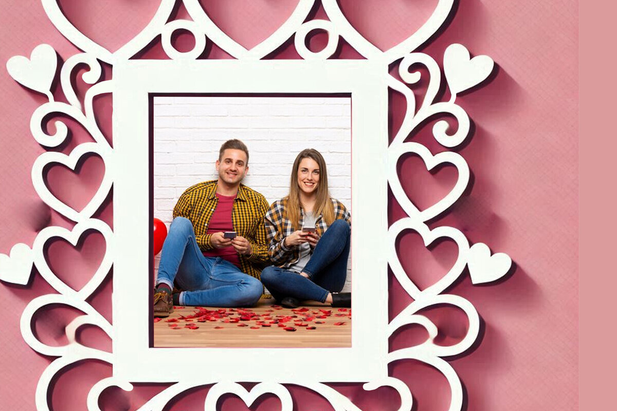 Σετ των 2 Intra απο ξύλο plywood 3mm-4mm πάχος – Κορνίζα Αγίου Βαλεντίνου με Cut Δίασταση  20x20 cm INTRAFABR-113448764