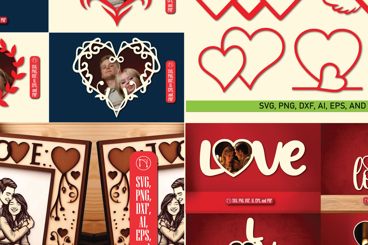 Σετ των 2 Intra απο ξύλο plywood 3mm-4mm πάχος – Πακέτο Κορνίζας Αγίου Βαλεντίνου Δίασταση  20x20 cm INTRAFABR-86021949