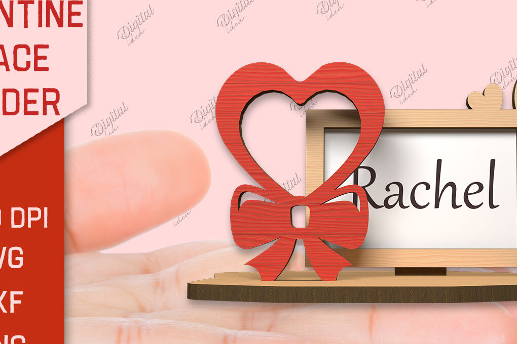 Σετ των 2 Intra απο ξύλο plywood 3mm-4mm πάχος – Valentine Place Holder Laser. Κάρτα ονόματος Δίασταση  20x20 cm INTRAFABR-85846576