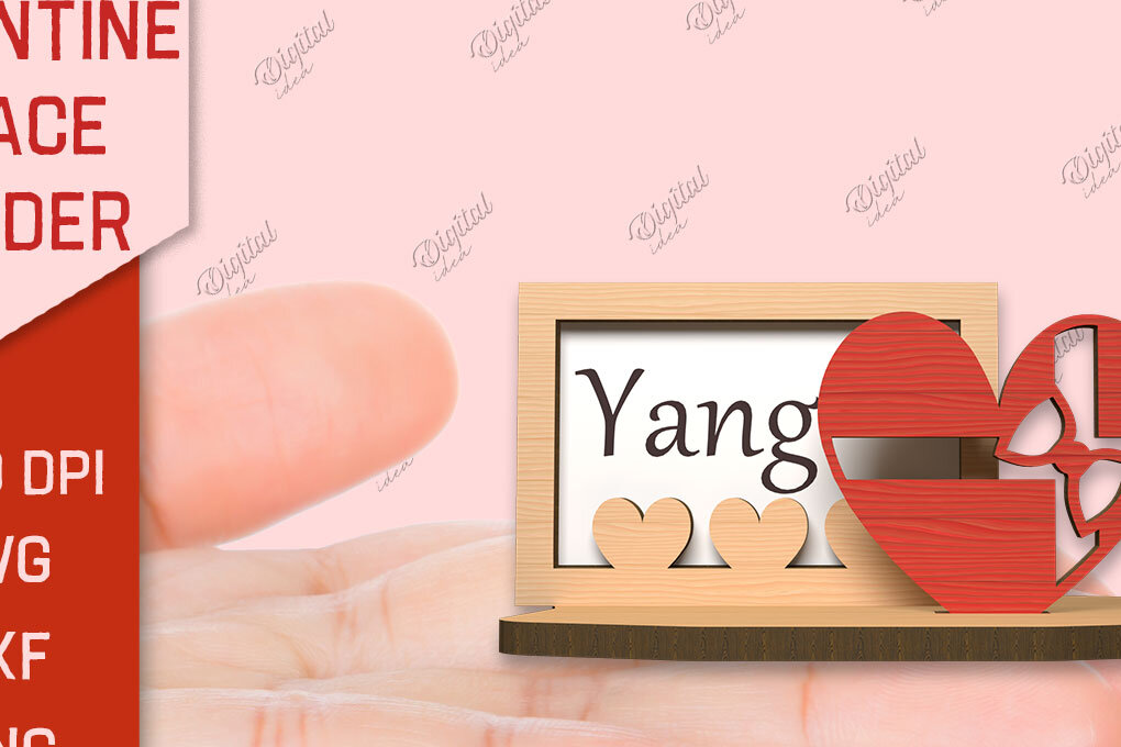 Σετ των 2 Intra απο ξύλο plywood 3mm-4mm πάχος – Valentine Place Holder Laser. Κάρτα ονόματος Δίασταση  20x20 cm INTRAFABR-85832189