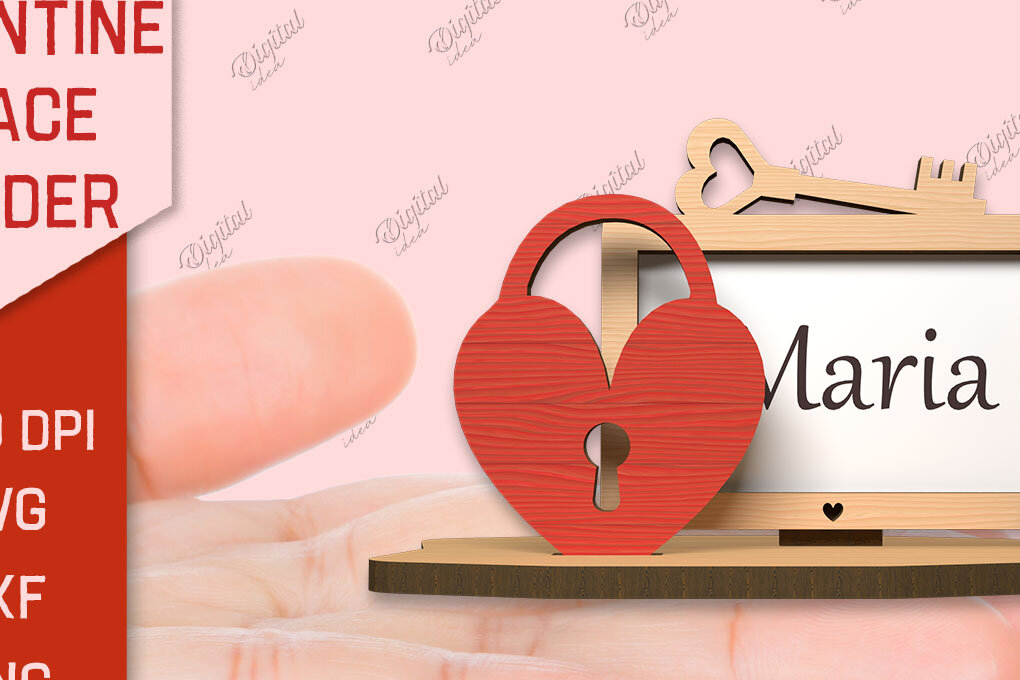 Σετ των 2 Intra απο ξύλο plywood 3mm-4mm πάχος – Valentine Place Holder Laser. Κάρτα ονόματος Δίασταση  20x20 cm INTRAFABR-85846455