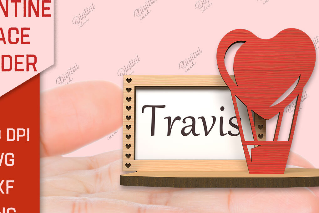 Σετ των 2 Intra απο ξύλο plywood 3mm-4mm πάχος – Valentine Place Holder Laser. Κάρτα ονόματος Δίασταση  20x20 cm INTRAFABR-85831849