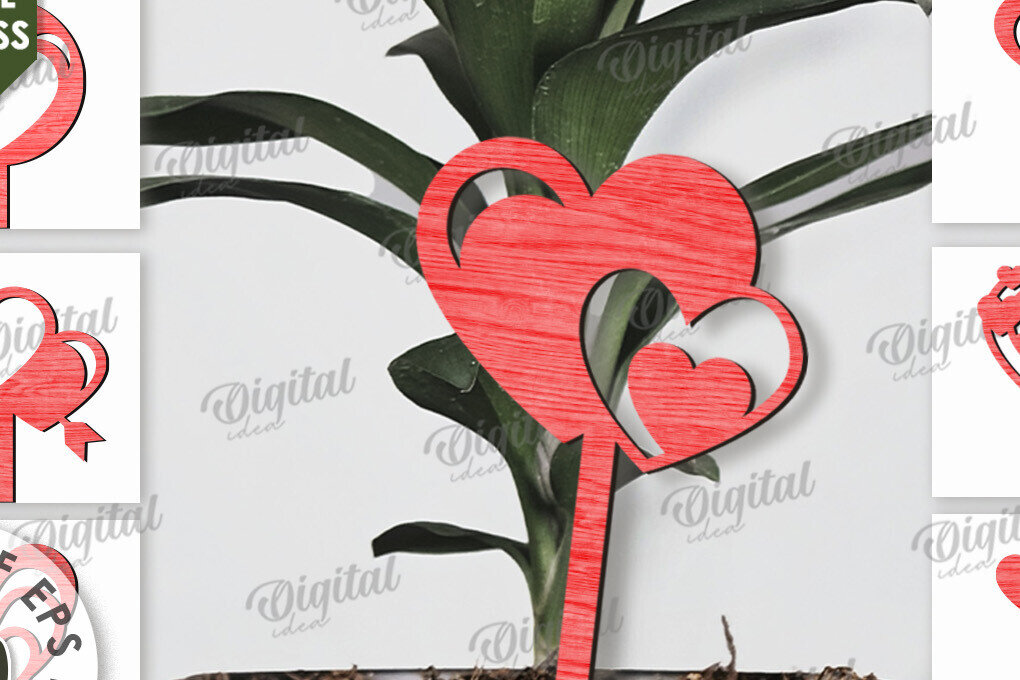 Σετ των 2 Intra απο ξύλο plywood 3mm-4mm πάχος – Πακέτο κοπής με λέιζερ για το Valentine Plant Stakes Δίασταση  20x20 cm INTRAFABR-110383415