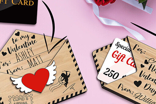 Σετ των 2 Intra απο ξύλο plywood 3mm-4mm πάχος – Χρήματα δωροκάρτας με φάκελο Valentine Post Δίασταση  20x20 cm INTRAFABR-105809816