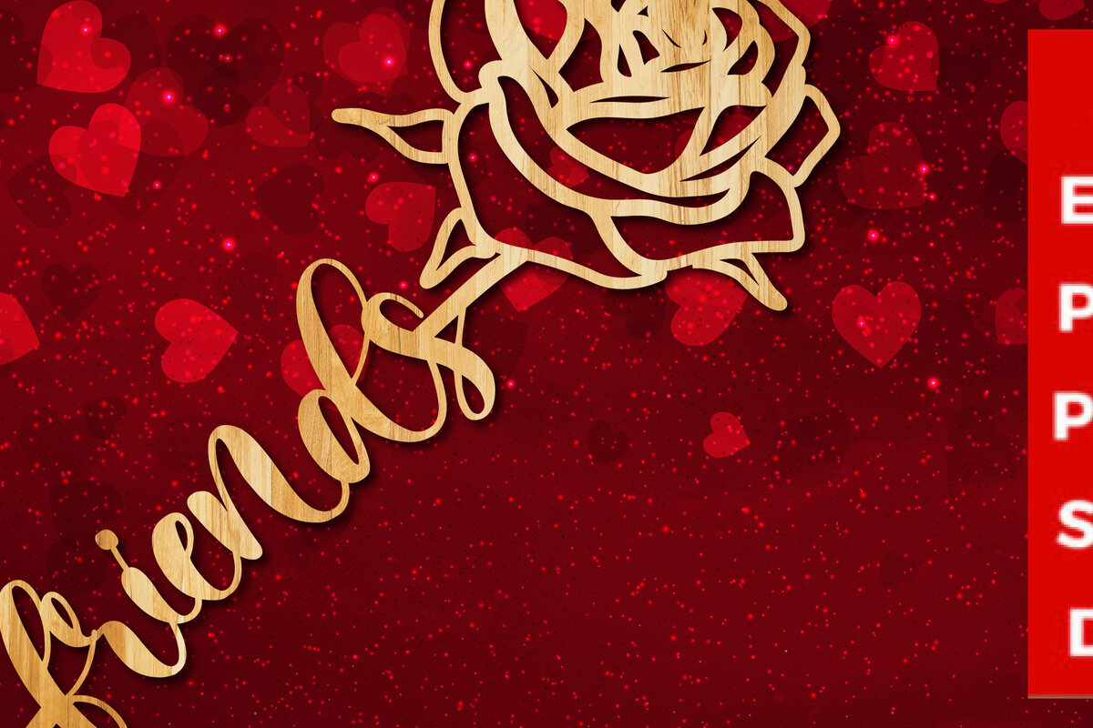 Σετ των 2 Intra απο ξύλο plywood 3mm-4mm πάχος – Valentine Rose for Friends κοπής με λέιζερ Δίασταση  20x20 cm INTRAFABR-22586289