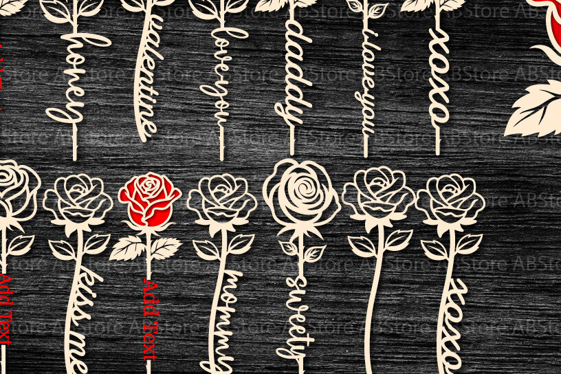 Σετ των 2 Intra απο ξύλο plywood 3mm-4mm πάχος – Πακέτο κοπής με λέιζερ με τριαντάφυλλο Αγίου Βαλεντίνου Δίασταση  20x20 cm INTRAFABR-112191316