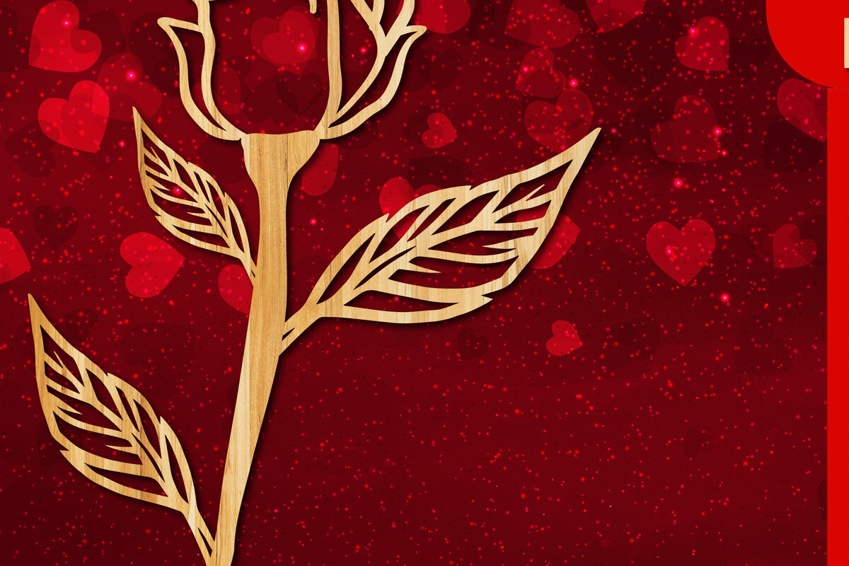 Σετ των 2 Intra απο ξύλο plywood 3mm-4mm πάχος – Valentine Rose Design με Δίασταση  40x30 cm INTRAFABR-23447241