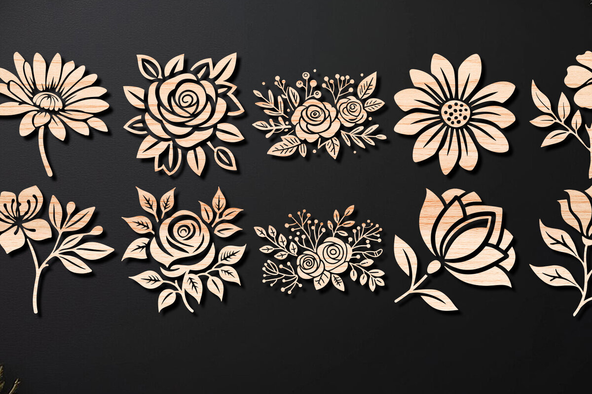 Σετ των 2 Intra απο ξύλο plywood 3mm-4mm πάχος – Valentine Rose-cut Bundle 02 Δίασταση  20x20 cm INTRAFABR-112023203