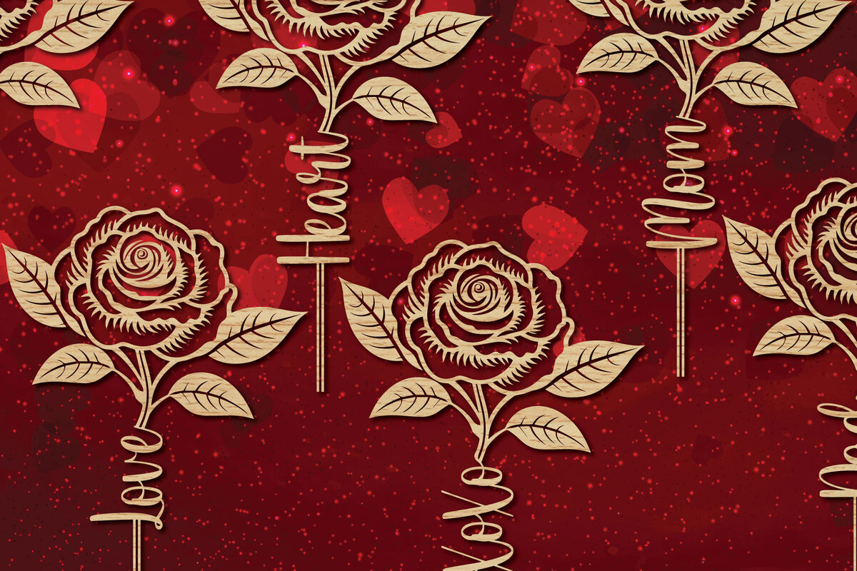 Σετ των 2 Intra απο ξύλο plywood 3mm-4mm πάχος – Πακέτο με Valentine Rose Δίασταση  20x20 cm INTRAFABR-87161625