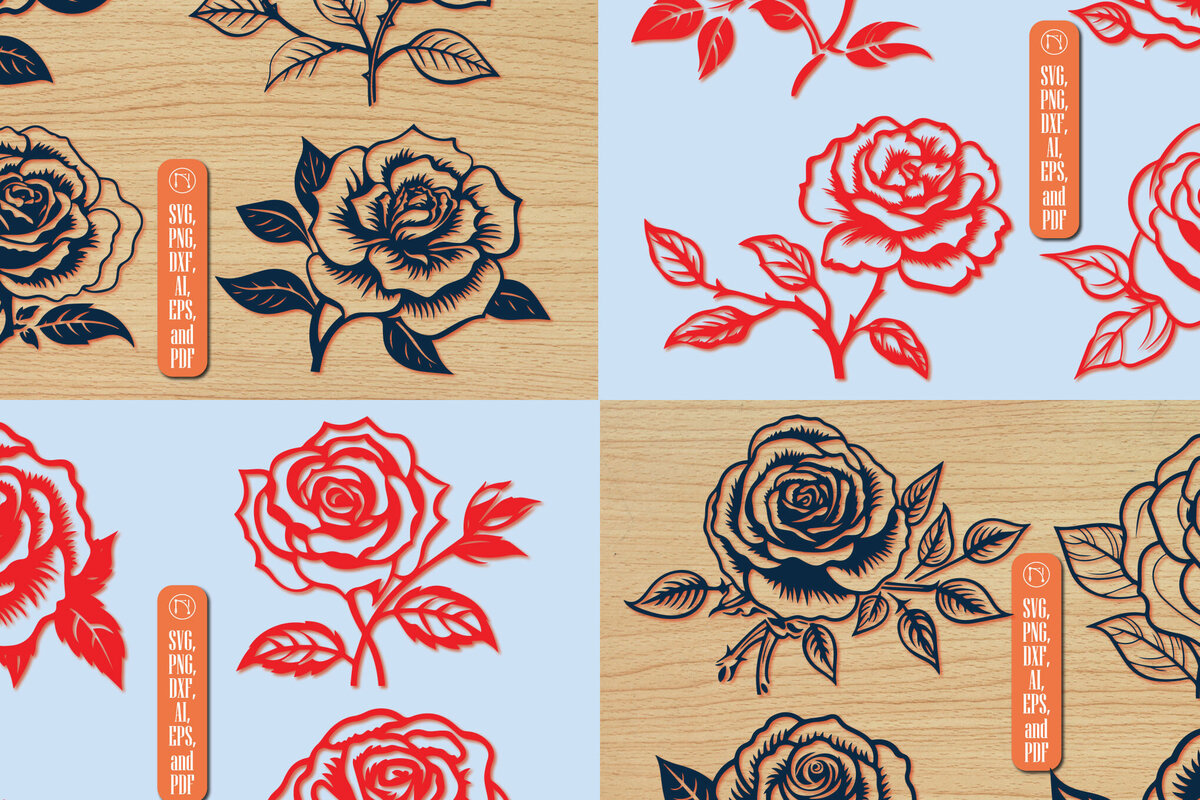 Σετ των 2 Intra απο ξύλο plywood 3mm-4mm πάχος – Πακέτο με Valentine Rose Δίασταση  20x20 cm INTRAFABR-87181040