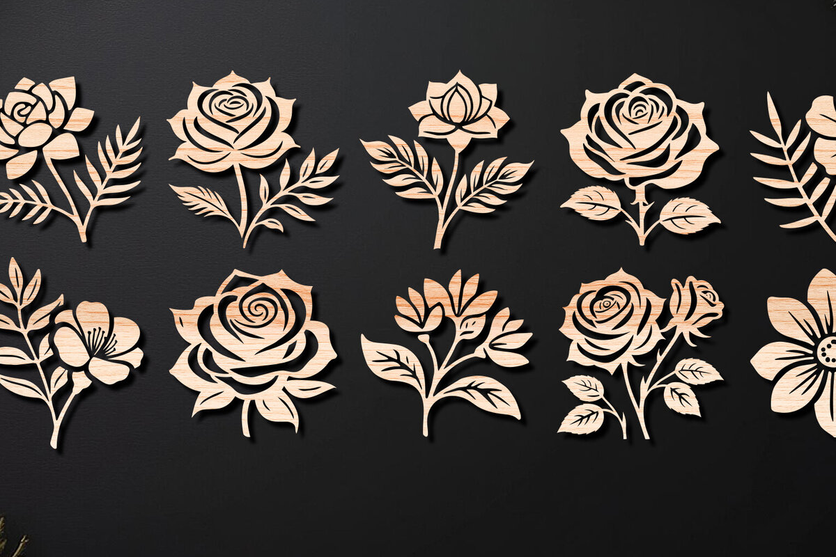 Σετ των 2 Intra απο ξύλο plywood 3mm-4mm πάχος – Πακέτο με Valentine Rose Δίασταση  20x20 cm INTRAFABR-111885047