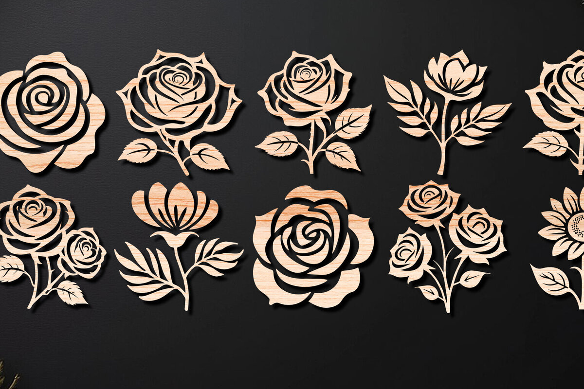 Σετ των 2 Intra απο ξύλο plywood 3mm-4mm πάχος – Πακέτο με Valentine Rose Δίασταση  20x20 cm INTRAFABR-111885070