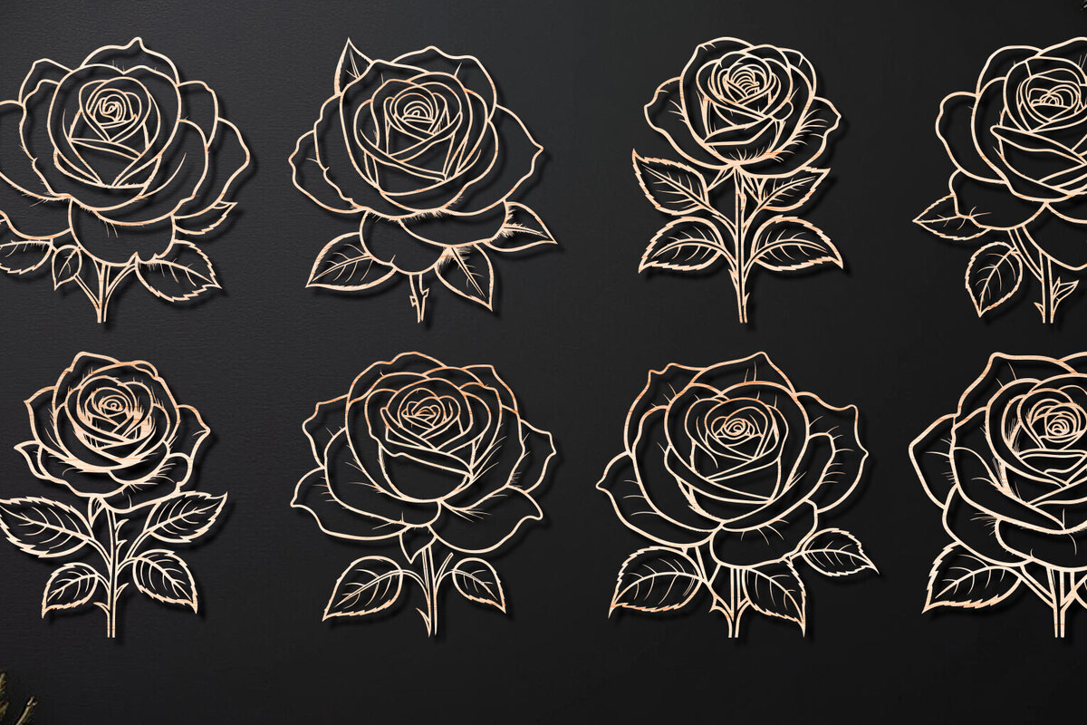 Σετ των 2 Intra απο ξύλο plywood 3mm-4mm πάχος – Πακέτο με Valentine Rose Δίασταση  20x20 cm INTRAFABR-111885283