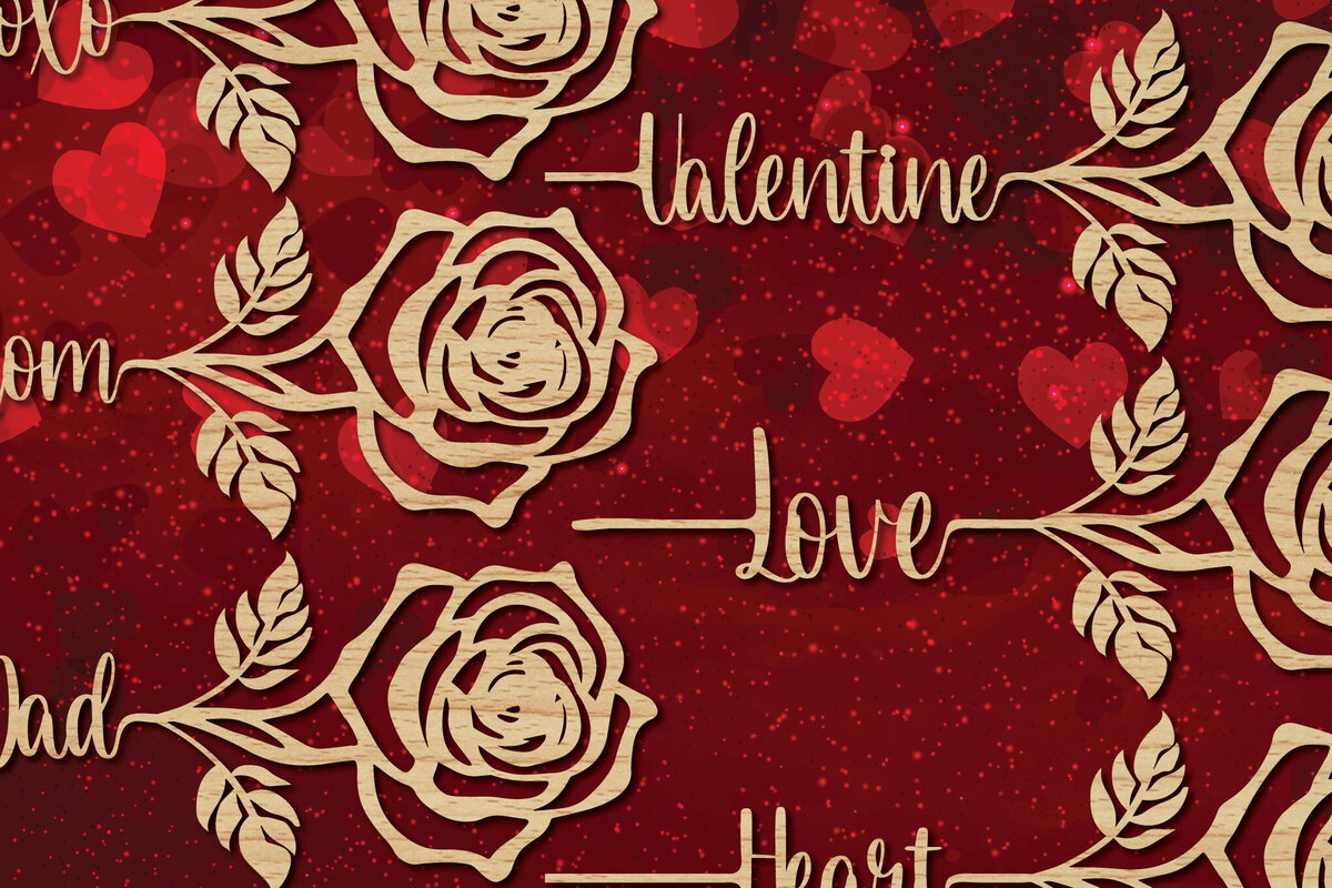 Σετ των 2 Intra απο ξύλο plywood 3mm-4mm πάχος – Πακέτο με Valentine Rose Δίασταση  20x20 cm INTRAFABR-87155834