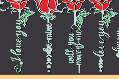 Σετ των 2 Intra απο ξύλο plywood 3mm-4mm πάχος – Valentine Rose Bundle 867 Δίασταση  20x20 cm INTRAFABR-59613406