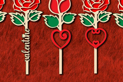 Σετ των 2 Intra απο ξύλο plywood 3mm-4mm πάχος – Valentine Rose Cut Επεξεργάσιμο Κείμενο1300 Δίασταση  20x20 cm INTRAFABR-113947792