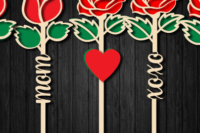 Σετ των 2 Intra απο ξύλο plywood 3mm-4mm πάχος – Valentine Rose Cut Επεξεργάσιμο Κείμενο1302 Δίασταση  20x20 cm INTRAFABR-113980633