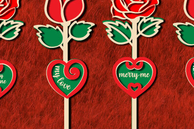 Σετ των 2 Intra απο ξύλο plywood 3mm-4mm πάχος – Valentine Rose Cut Επεξεργάσιμο Κείμενο1306 Δίασταση  20x20 cm INTRAFABR-114017145