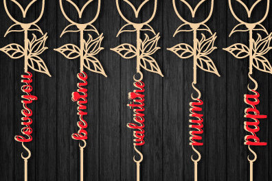 Σετ των 2 Intra απο ξύλο plywood 3mm-4mm πάχος – Valentine Rose Cut με κείμενο 1258 Δίασταση  20x20 cm INTRAFABR-112941135