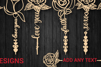 Σετ των 2 Intra απο ξύλο plywood 3mm-4mm πάχος – Valentine Rose με κείμενο Δίασταση  20x20 cm INTRAFABR-87779786