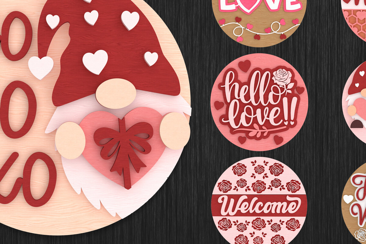 Σετ των 2 Intra απο ξύλο plywood 3mm-4mm πάχος – Πακέτο στρογγυλής πινακίδας Αγίου Βαλεντίνου Δίασταση  20x20 cm INTRAFABR-109938567