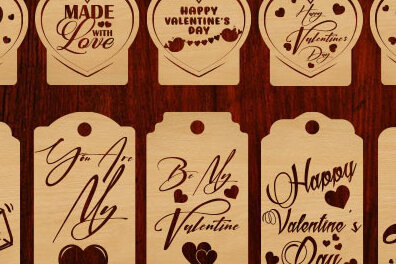 Σετ των 2 Intra απο ξύλο plywood 3mm-4mm πάχος – Ετικέτες δώρου του Αγίου Βαλεντίνου Πακέτο κοπής με λέιζερ Δίασταση  20x20 cm INTRAFABR-54682069