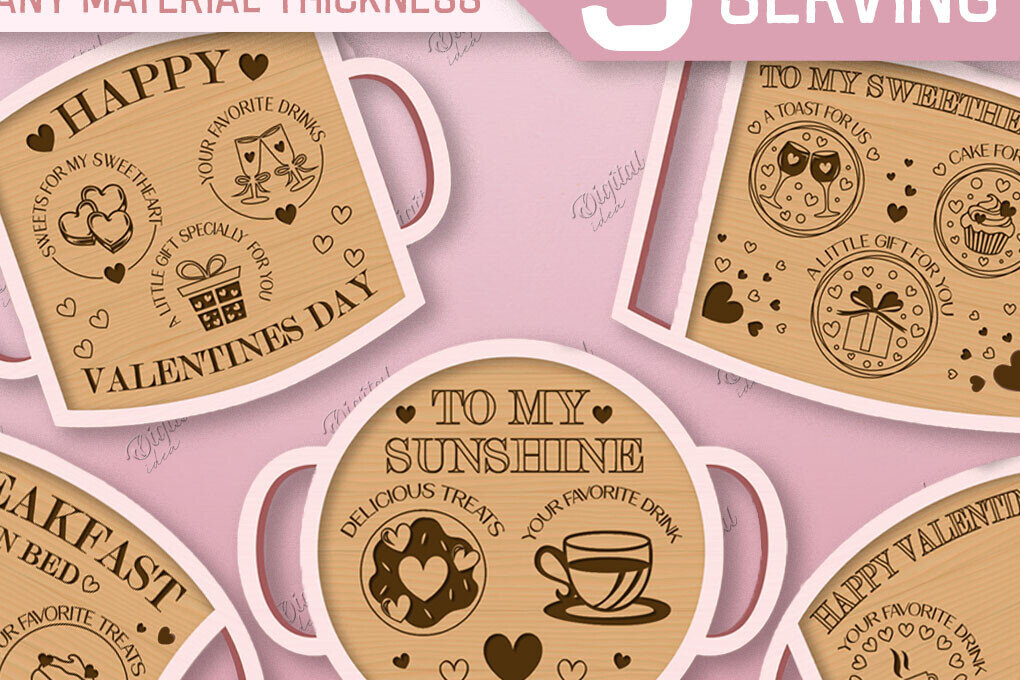 Σετ των 2 Intra απο ξύλο plywood 3mm-4mm πάχος – Δίσκος σερβιρίσματος Valentine Πακέτο Laser Cu Δίασταση  20x20 cm INTRAFABR-85846681