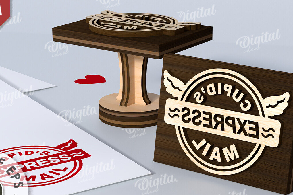 Σετ των 2 Intra απο ξύλο plywood 3mm-4mm πάχος – Σφραγίδα Αγίου Βαλεντίνου. Αγαπήστε το Δίασταση  20x20 cm INTRAFABR-114873501