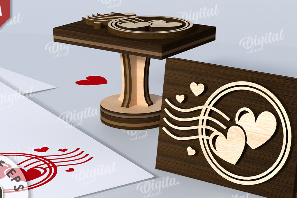 Σετ των 2 Intra απο ξύλο plywood 3mm-4mm πάχος – Σφραγίδα Αγίου Βαλεντίνου. Αγαπήστε το Δίασταση  20x20 cm INTRAFABR-114873529