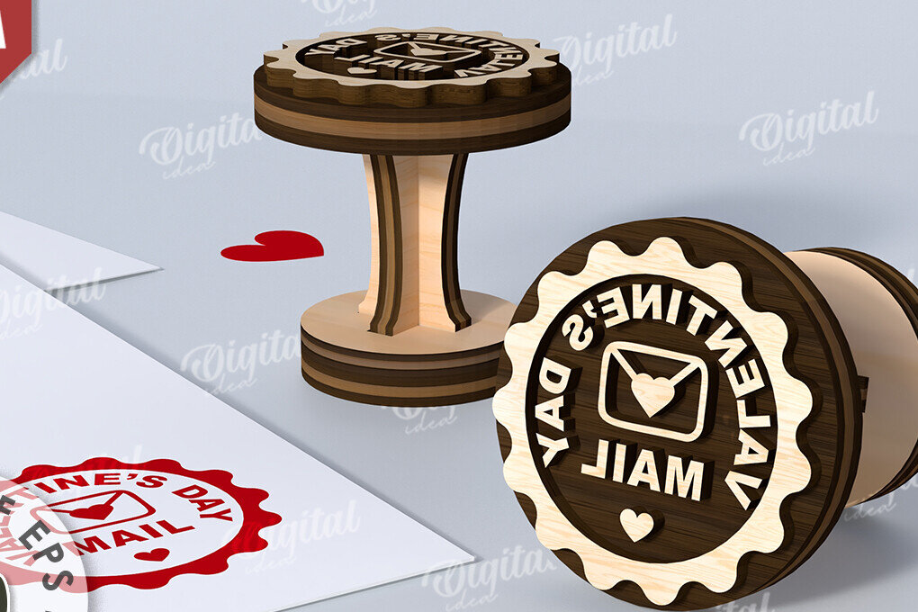 Σετ των 2 Intra απο ξύλο plywood 3mm-4mm πάχος – Σφραγίδα Αγίου Βαλεντίνου. Αγαπήστε το Δίασταση  20x20 cm INTRAFABR-114873431