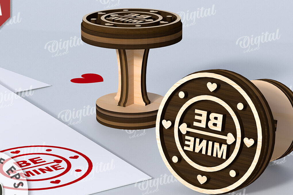 Σετ των 2 Intra απο ξύλο plywood 3mm-4mm πάχος – Σφραγίδα Αγίου Βαλεντίνου. Αγαπήστε το Δίασταση  20x20 cm INTRAFABR-114873442