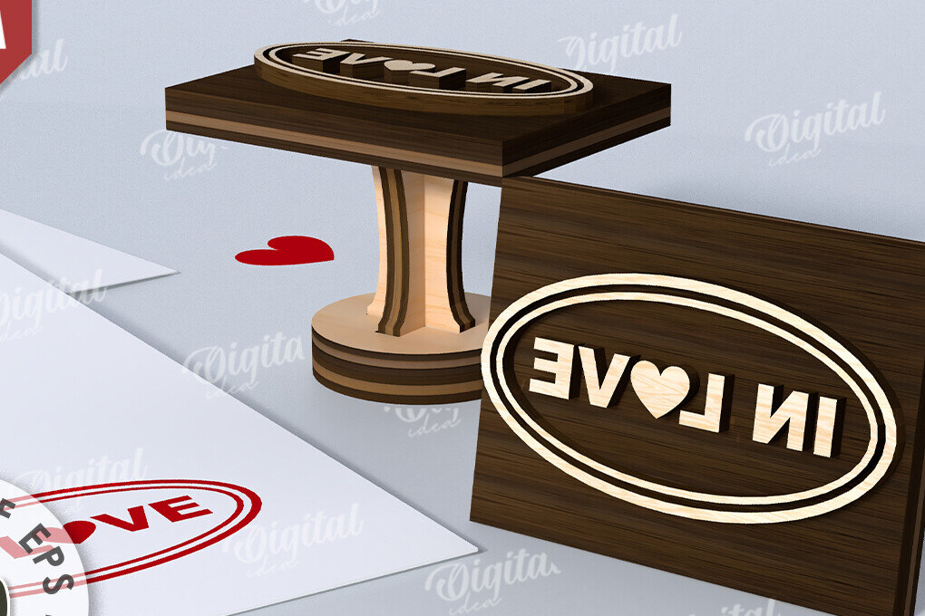 Σετ των 2 Intra απο ξύλο plywood 3mm-4mm πάχος – Σφραγίδα Αγίου Βαλεντίνου. Αγαπήστε το Δίασταση  20x20 cm INTRAFABR-114873473