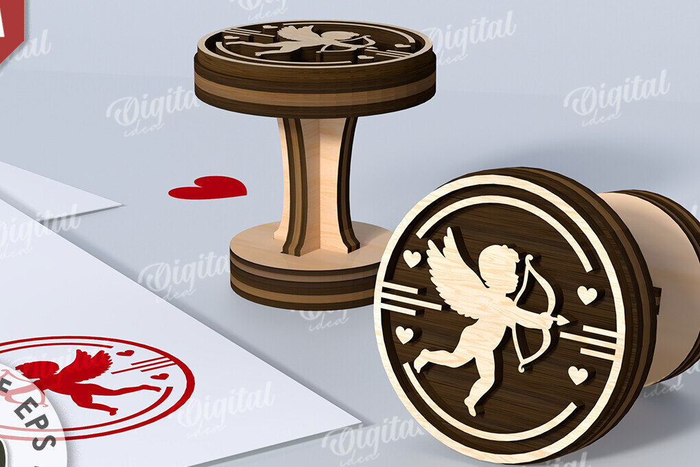 Σετ των 2 Intra απο ξύλο plywood 3mm-4mm πάχος – Σφραγίδα Αγίου Βαλεντίνου. Αγαπήστε το Δίασταση  20x20 cm INTRAFABR-114873317