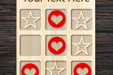 Σετ των 2 Intra απο ξύλο plywood 3mm-4mm πάχος – Παιχνίδι Valentine Tic Tac Toe Cut με λέιζερ Δίασταση  20x20 cm INTRAFABR-87300705